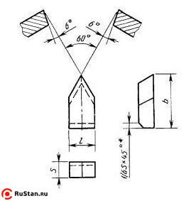 Пластина 11170 Т15К6 (5х14х3,5) (для резьбовых резцов) фото №1