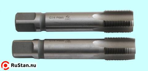 Метчик G   1/8" Р6М5 трубный цилиндрический, м/р. к-т из 2-х шт. (28 ниток/дюйм) ГОСТ 3266 "CNIC" фото №1