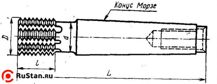 Фреза Резьбовая гребенчатая шаг Р 1,0мм, d32х50х150мм Р18  Z=8, хв-к КМ3 фото №1