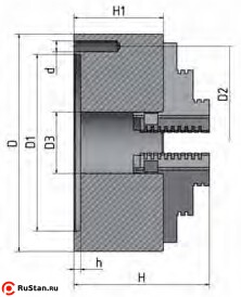 Габаритные и присоединительные размеры трехкулачкового токарного патрона Optimum 125 мм фото №2 патрон Optimum CI3P ø 125 мм фото №2